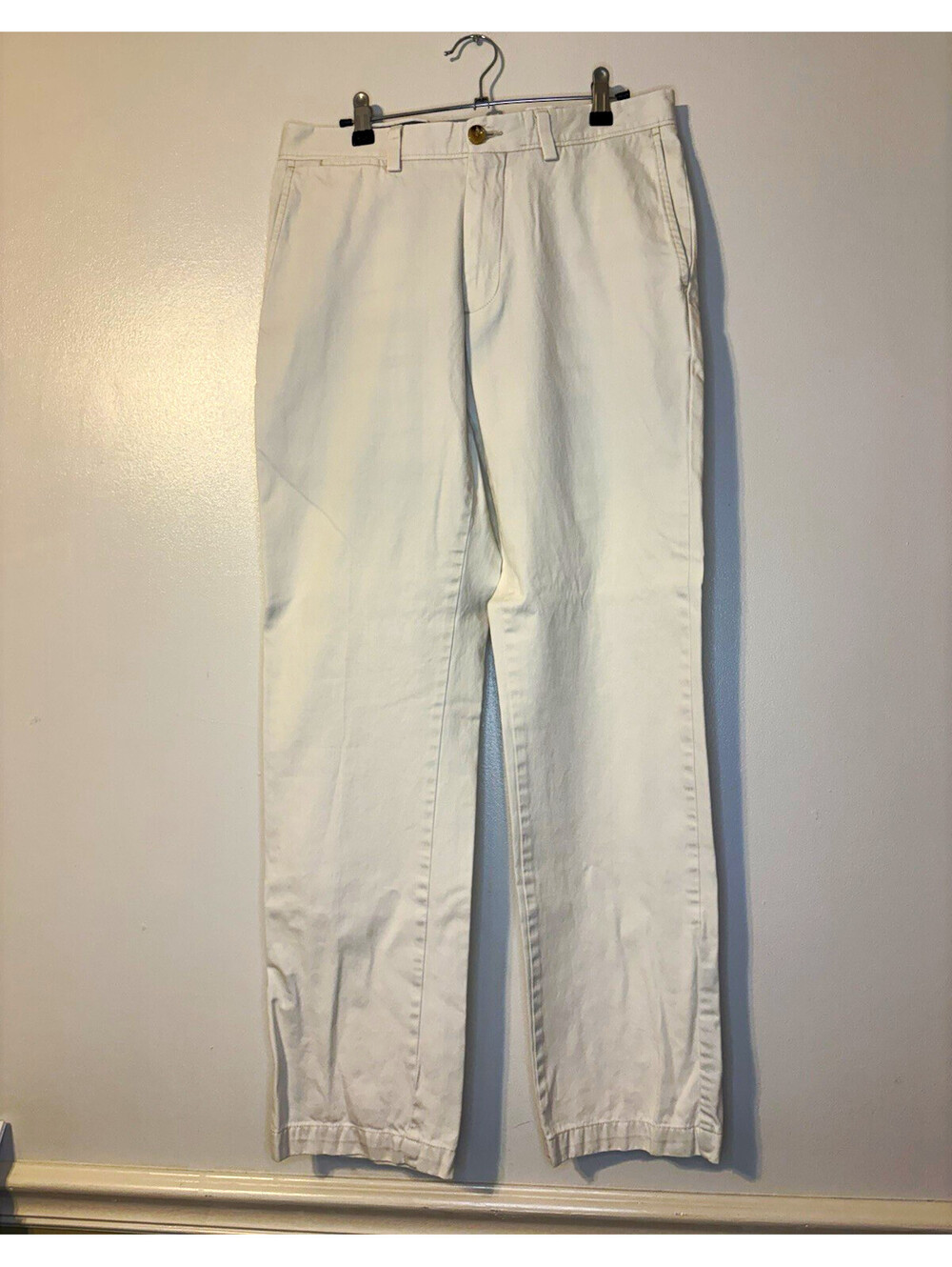 Johnston & Murphy Men’s White Slim Fit Chino Pants 33x32l Twill Cotton Pockets